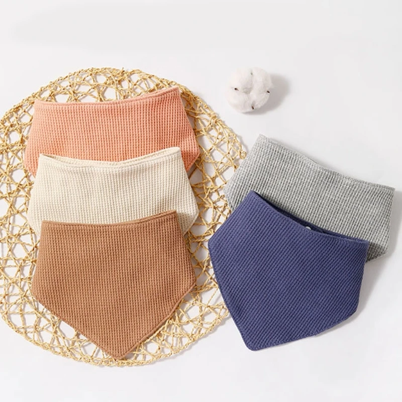 

Walf-Checks Cotton Burp Cloth Baby Triangle Bib with 2-Stage Snaps Solid Color Neck Scarf Teething Bibs Nursing Supplies