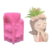 handwork ins style 3d silicone mold cute sleeping girl plaster soy wax mould crystal glue resin pouring tools succulent plant