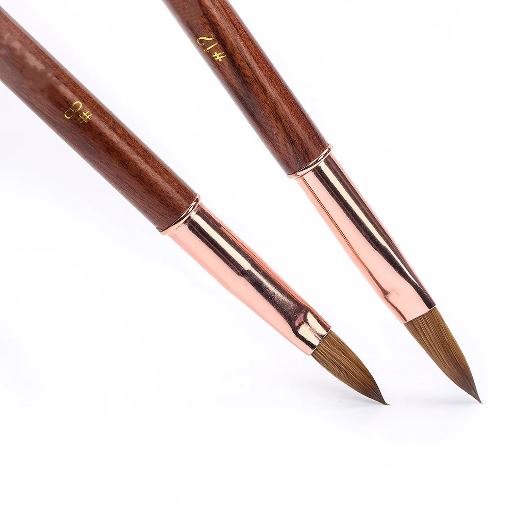 2021 Kolinsky Hair Mahogany Wood Handle with Silver Ferrule Round Shaped Acrylic Nail Brush | Brushes