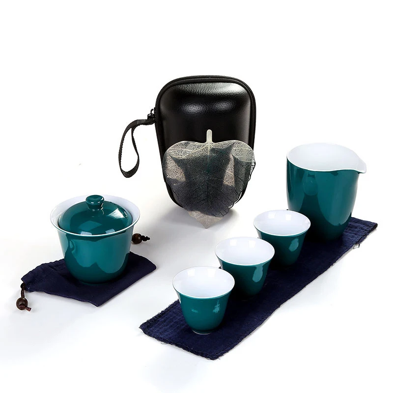 

Travel Tea Set Chinese Portable Ceramic Bone China teaset Gaiwan Teacup Porcelain Tea Cup The Kung Fu Outdoor Teapot Set
