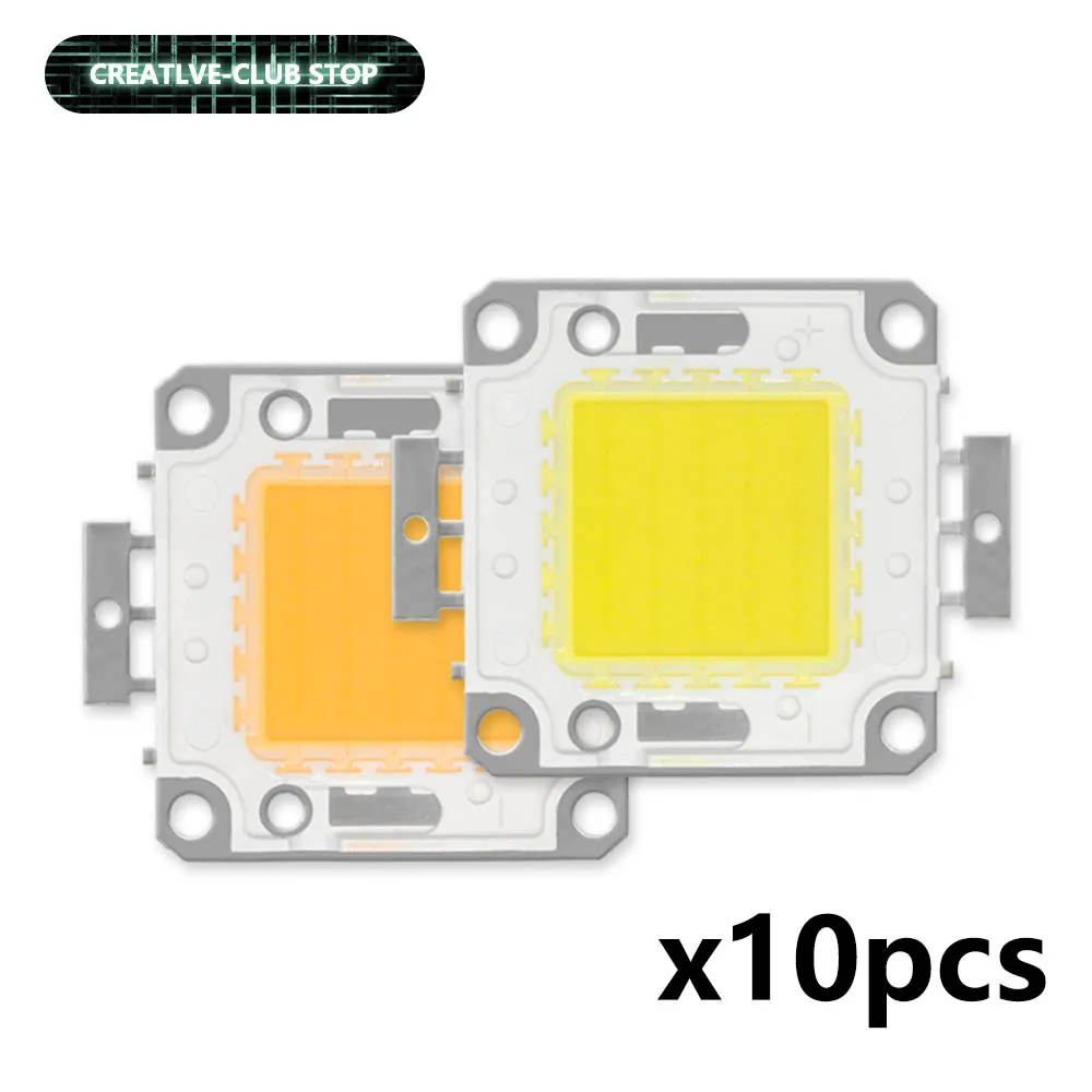 

10pcs Led Cob 10W 20W 30W 50W COB LED Chip DC9-12V 30-36V Integrated Matrix Diode Beads DIY Floodlight Chip Spotlight High Power