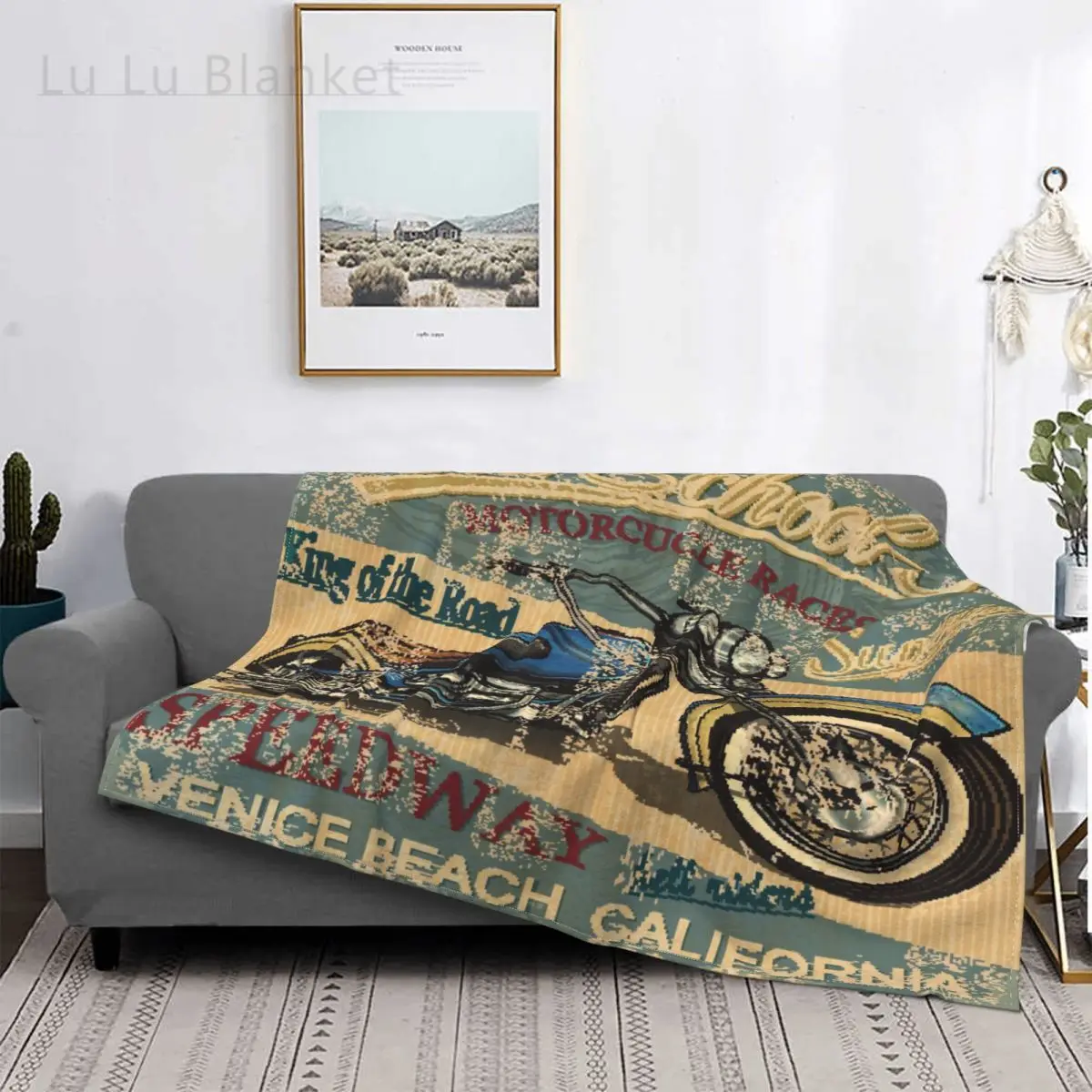 

Retro Motorcycle Blanket Coral Fleece Plush Decoration Racing Car Cool Portable Ultra-Soft Throw Blankets for Home Couch Quilt