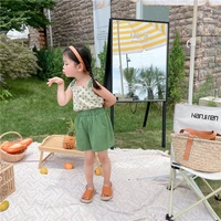 baby girl summer flower camisole two piece set 2021 new childrens korean style shorts suit