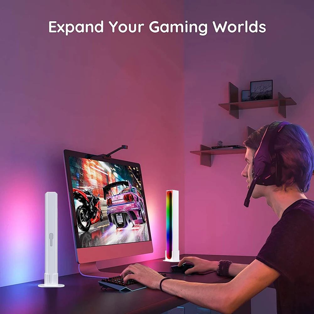 

RGB Prism Appearance 3D Colorful Car Decoration Lamp Music Rhythm Cool Computer Desktop Atmosphere Light.