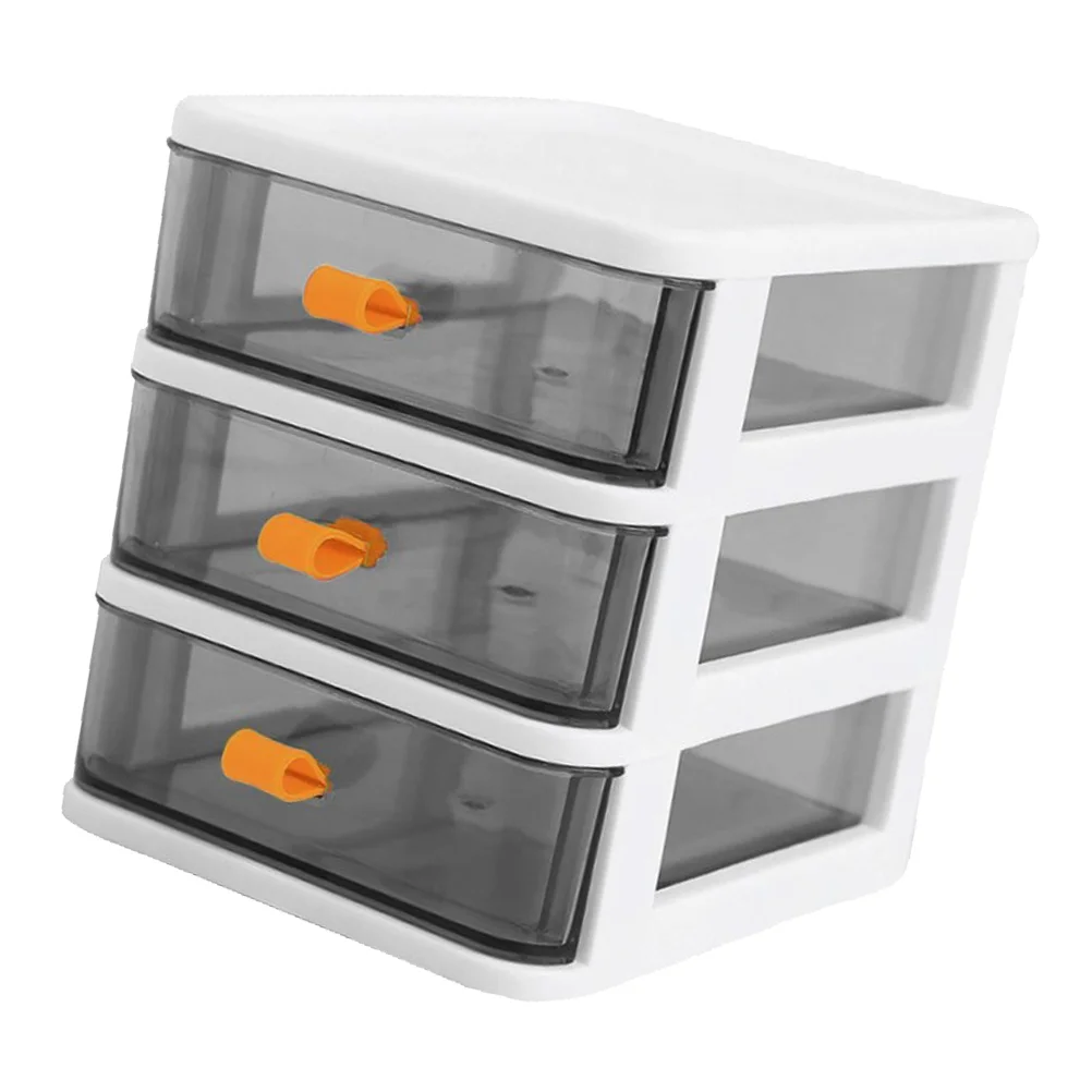 

Small Plastic Containers Three Tier Lockers Visible Case Office Supply Drawer Style Desk Household Storage White Versatile Miss