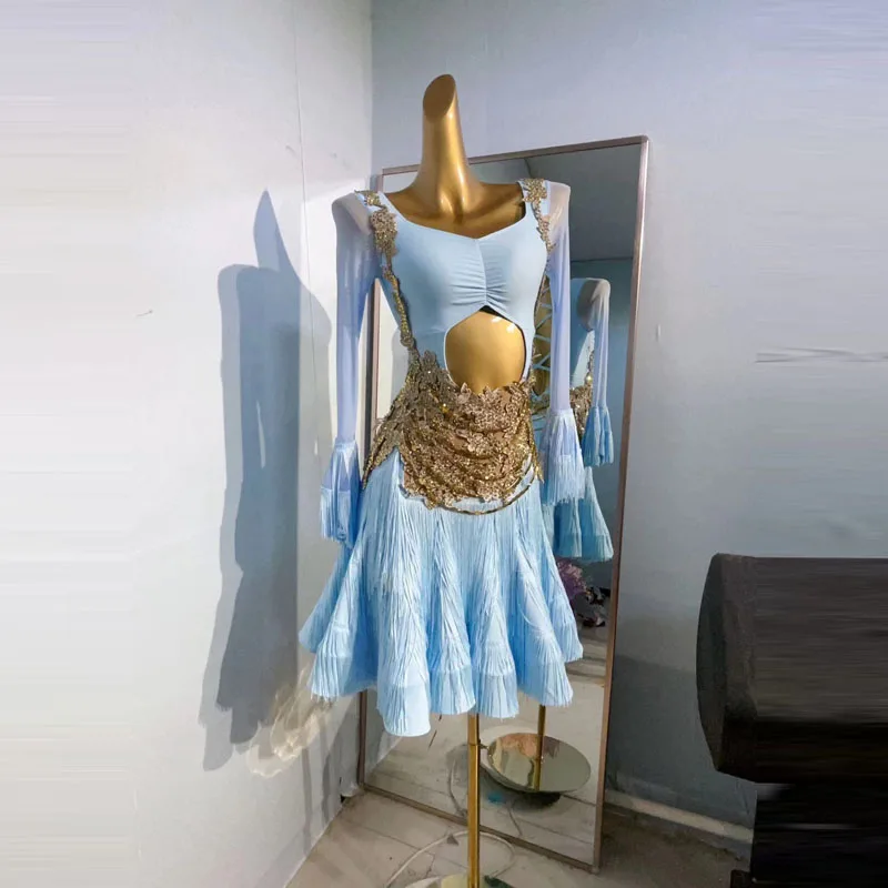 

Женское платье для латиноамериканских танцев, индивидуальное высококачественное платье для выступлений румбы, ча-Танго, для взрослых и детей, женское платье для латиноамериканских танцев