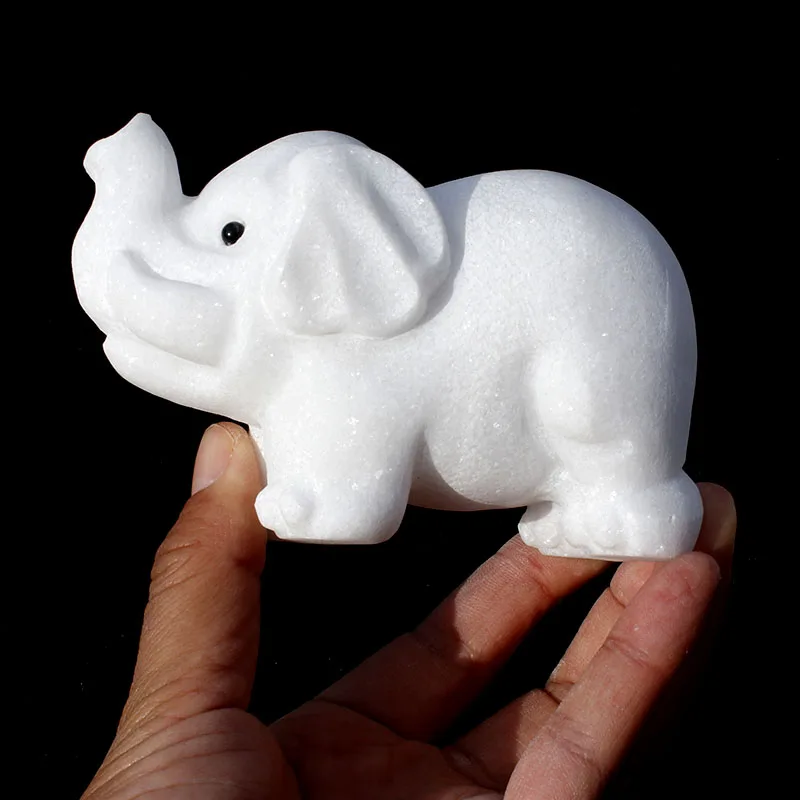 

1 Pcs Natural White Jade Stone Elephant Standing Craft