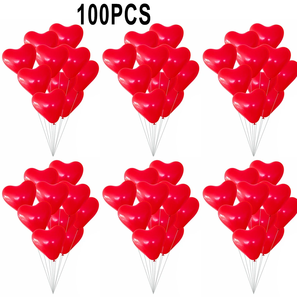

Ideal For Wedding Heart Balloon 100Pcs Valentine's Day Birthday Brand New Celebration High Quality For Wedding Room
