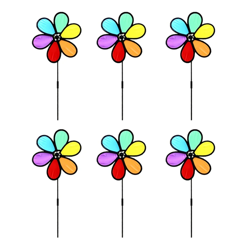 

Black Border Six-Color Cloth Windmill Camping Cross-Border Children's Toys Garden Decoration 6Pcs
