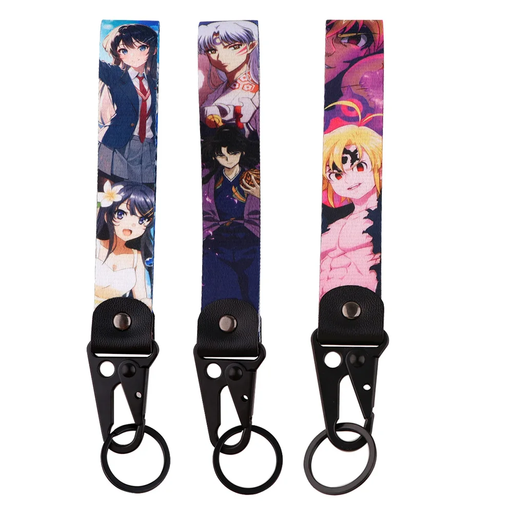 

INUYASHA Key Ring Lanyard Tags Key Strap Tow Sides Thermoprint Racing Motorcycle Classic Keychain Fashion Accessories Original