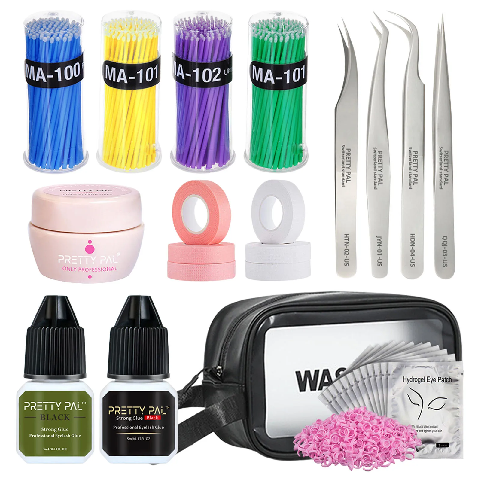 

20pcs Eyelashes Extension Kit False Eyelashes Include Lash Glue Tweezers Smear Brush Makeup Bag For Beginners Exercise Set
