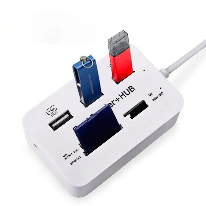 

Hub Portatile All In One USB 2.0 3 Porte Con Lettore Di Schede USB Combinato Per MS/M2/SD/MMC/TF Per Lettore Di Schede Per PC