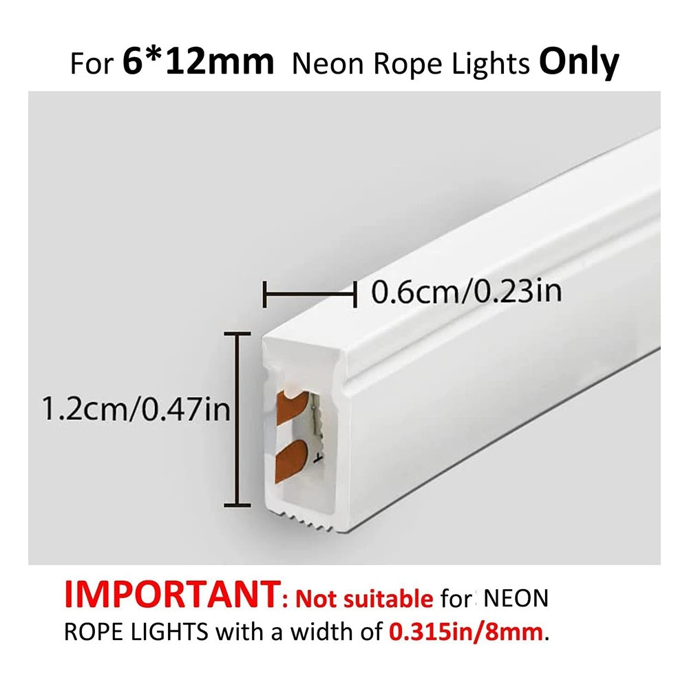 Neon Rope Light Mounting Brackets 100PCS Lights Install Fixing Clips Accessories for 6x12mm LED Flex Strip