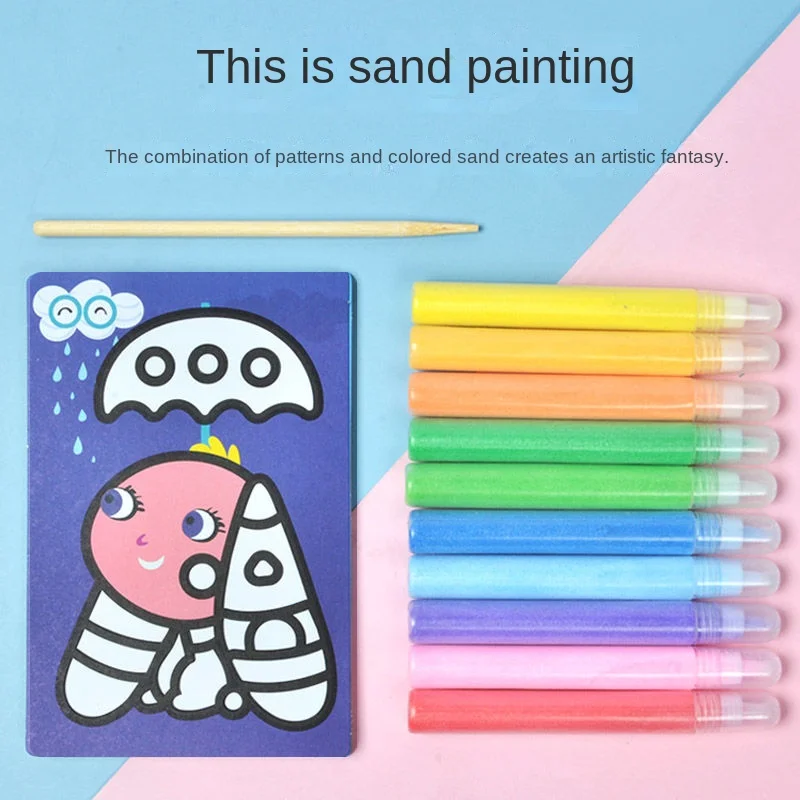 Sand Painting Children Color Sand Boy Baby Handmade DIY Puzzle Shake Sand Scraping Set Toy Girl