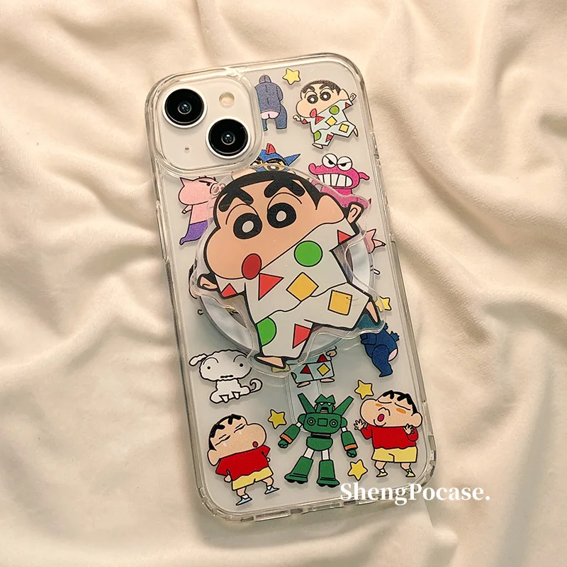 Crayon Shin-Chan Iphone 15 Pro max 12 13 14 милый чехол для мобильного телефона с магнитным