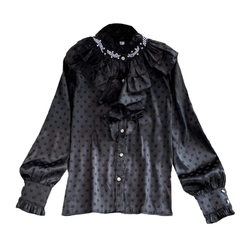 Женская блузка с принтом в европейском американском ретро-стиле на пуговицах