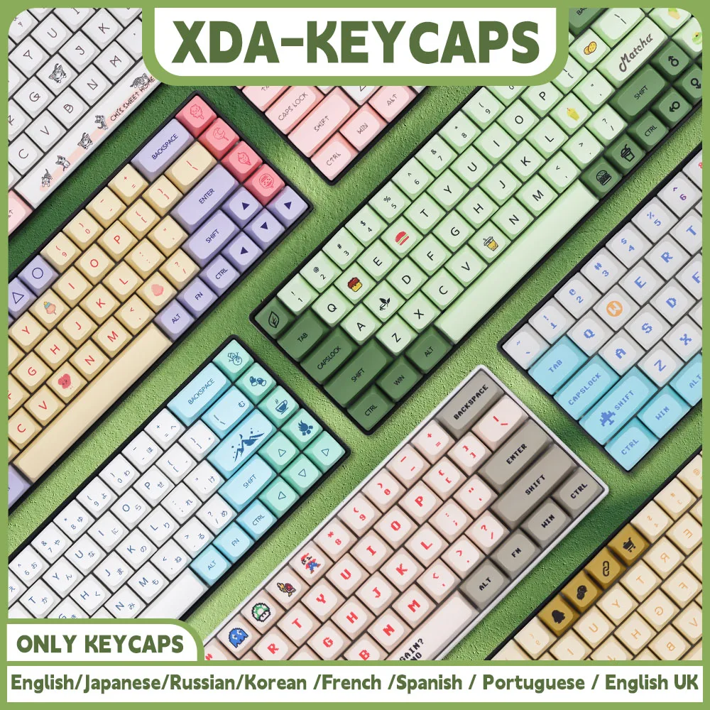 Колпачки для клавиш с 140 клавишами PBT, колпачки для клавиш XDA, профиль ISO, испанская, русская, японская, Корейская, французская колпачки для механической клавиатуры Cherry MX
