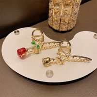 2022the new elegant exquisite french vintage rose grab clip geometric flowers shark clip clip hair accessories accessories