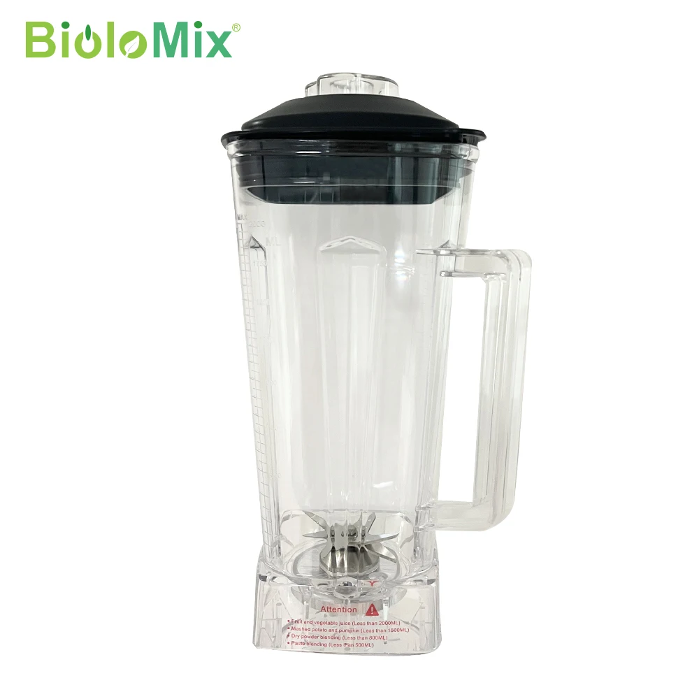 2L Square Container Jar Jug Pitcher Cup bottom with serrated smoothies blades  lid BPA FREE for commercial Blender spare parts