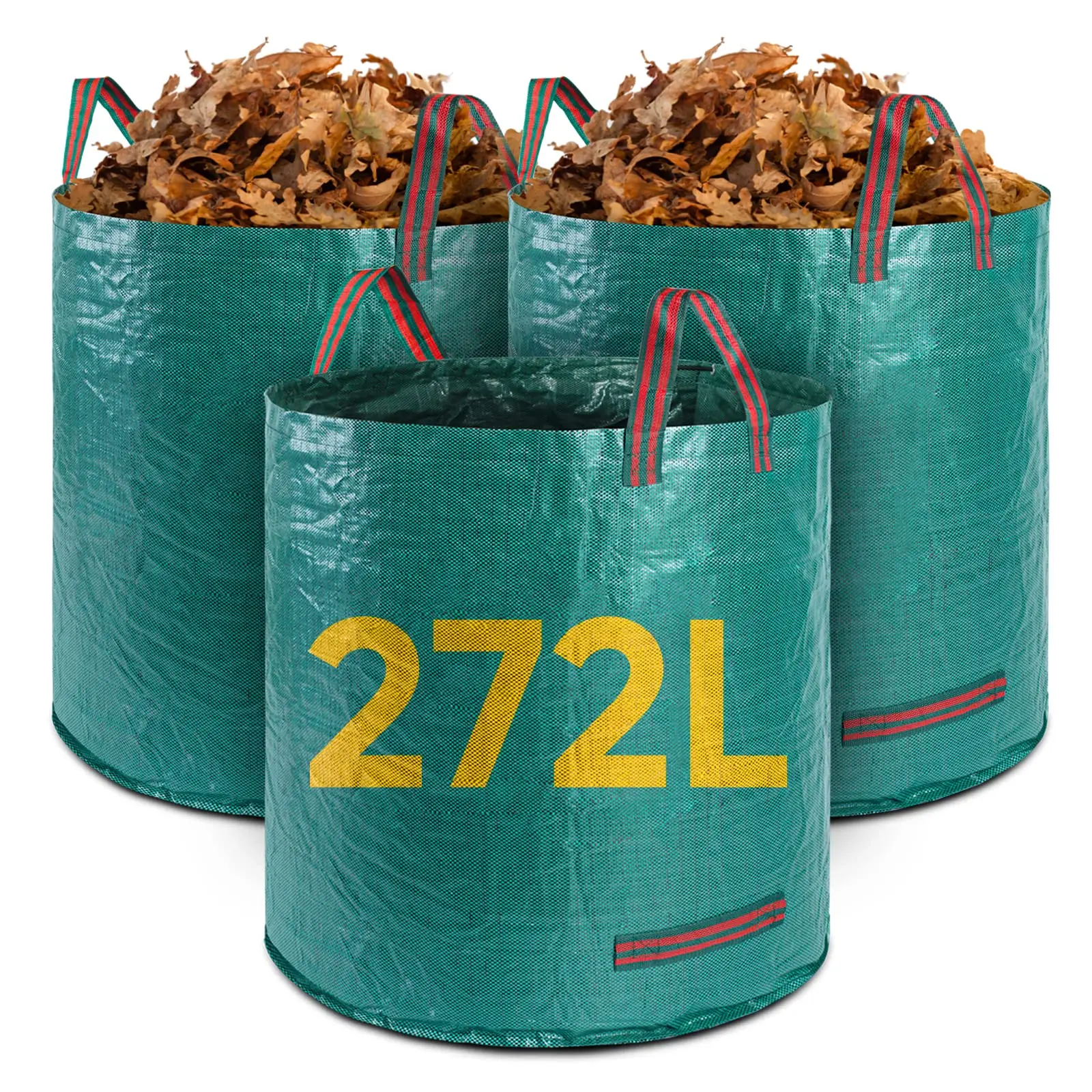 

272 Litre Reusable Garden Waste Bags Heavy Duty 3 Pack Large Waterproof Garden Refuse Sacks Bin Bags with Handles for Gardon