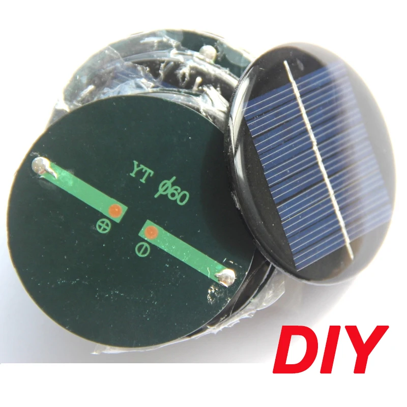 

1/3/6pcs 2W 60mA Solar Epoxy Board 60MM DIY Mini Polycrystalline Silicon Solar Cell Module Circle Round Solar Panel Epoxy Board