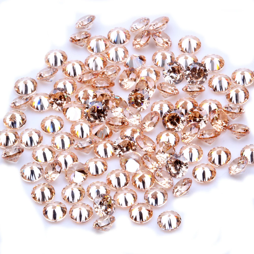 

1000pcs AAAAA+ 1.0-4.0mm CZ Stone Round Cut Beads Champagne Color Cubic Zirconia Synthetic Gems For Jewelry