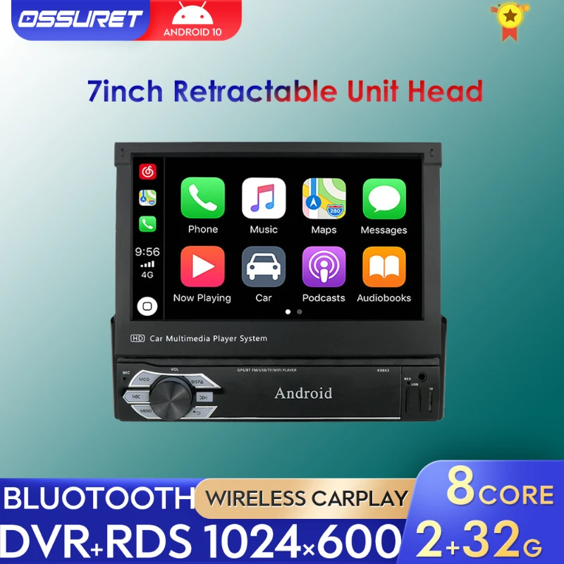 Автомагнитола 1DIN 7 дюймов GPS-навигация Bluetooth Android 10 Wi-Fi 4G RDS |