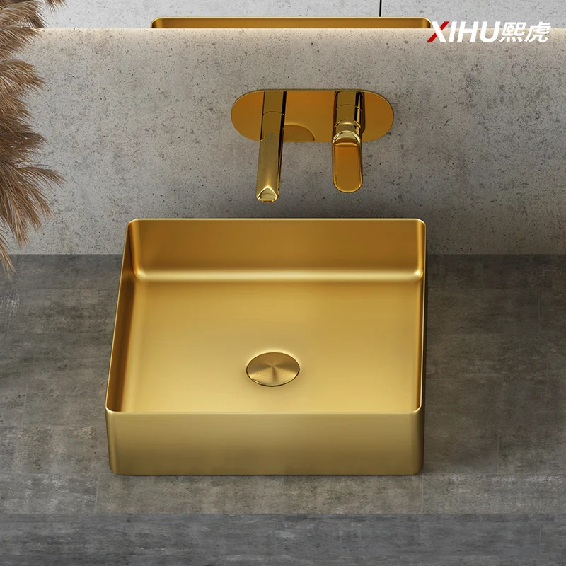 

Роскошная Золотая раковина из нержавеющей стали 304, раковина для ванной комнаты, раковина для дома