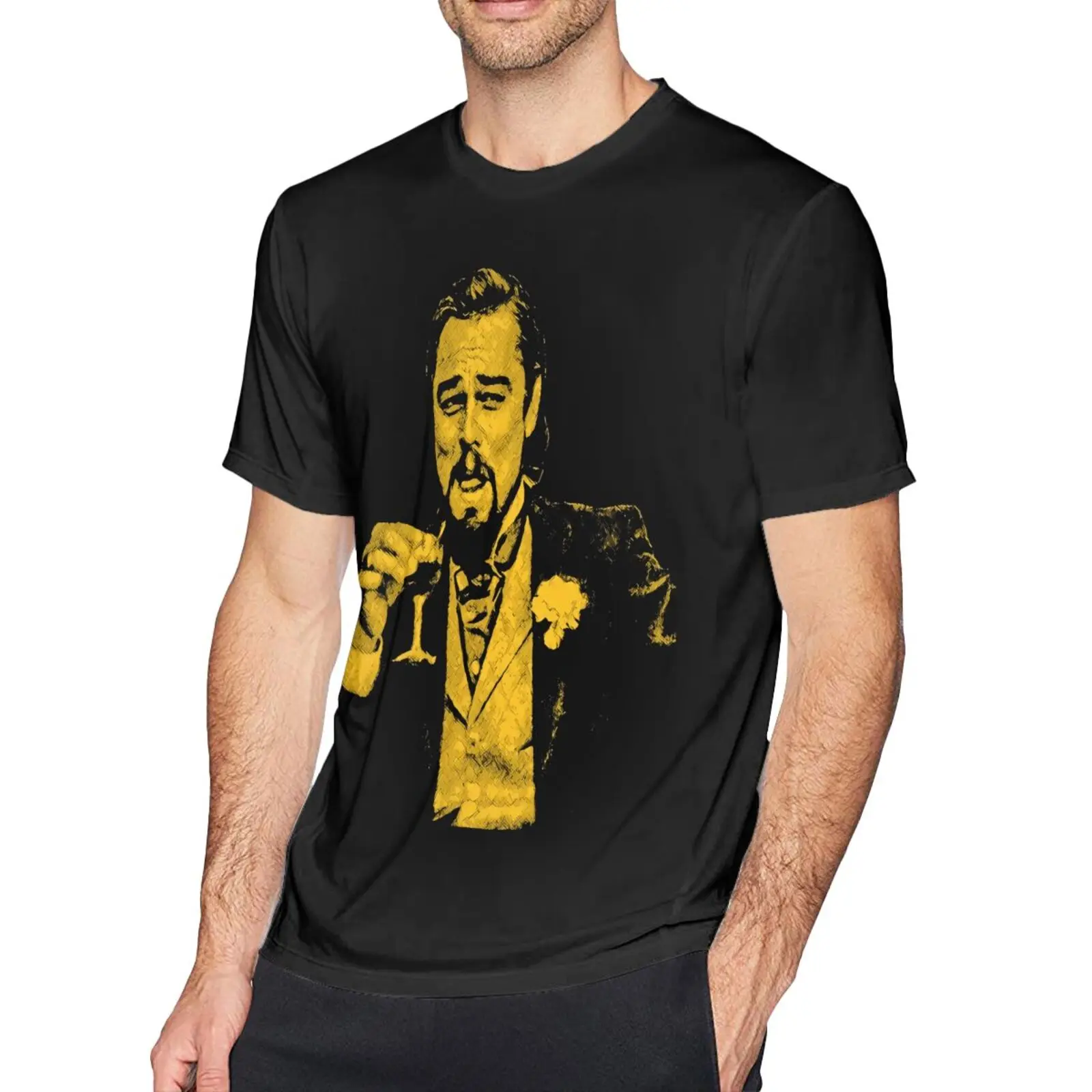 

Футболка мужская с рисунком Леонардо ДиКаприо дджанго из аниме «Смеющийся»