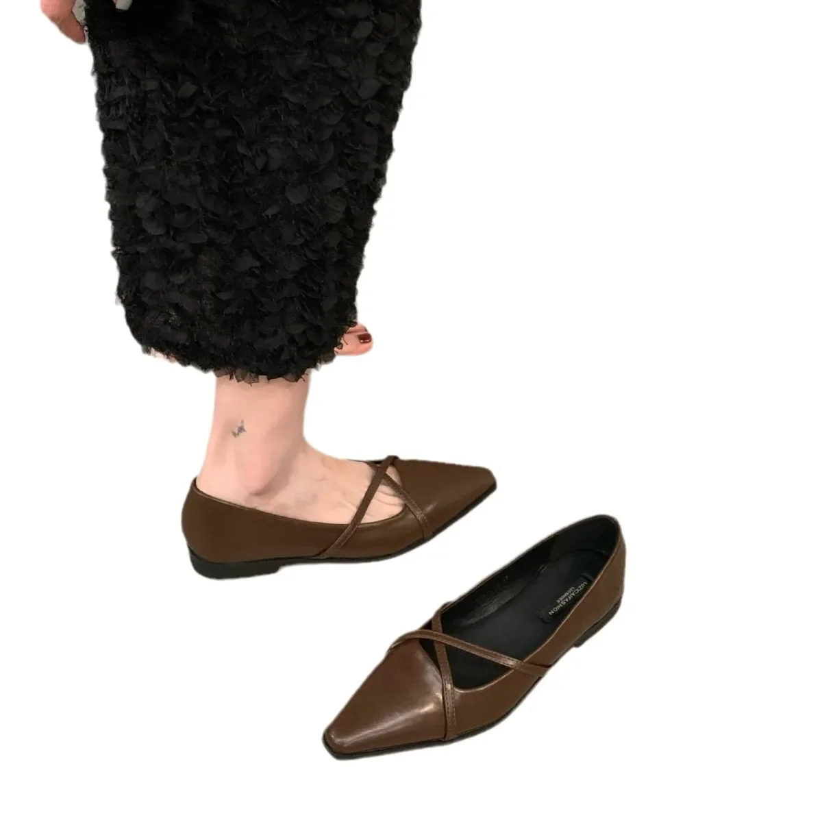 Модные женские туфли Мэри Джейн с перекрестным ремешком новинка 2024 осенние