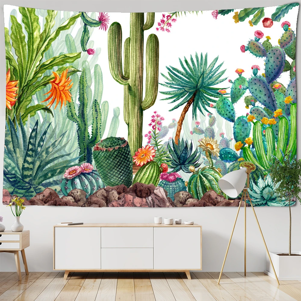 

Tropical plant cactus tapestry wall hanging Nordic home fabric hanging paintings background decoration Bohemian wall decoration