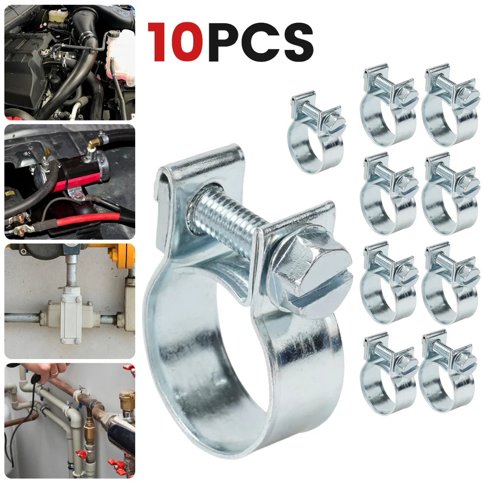

10Pcs Fuel Line Jubilee Hose Clips Clamp Fuel Pipe Diesel Petrol Pipe Coolant Radiator Galvanized Sealing Hose Screw Clamps