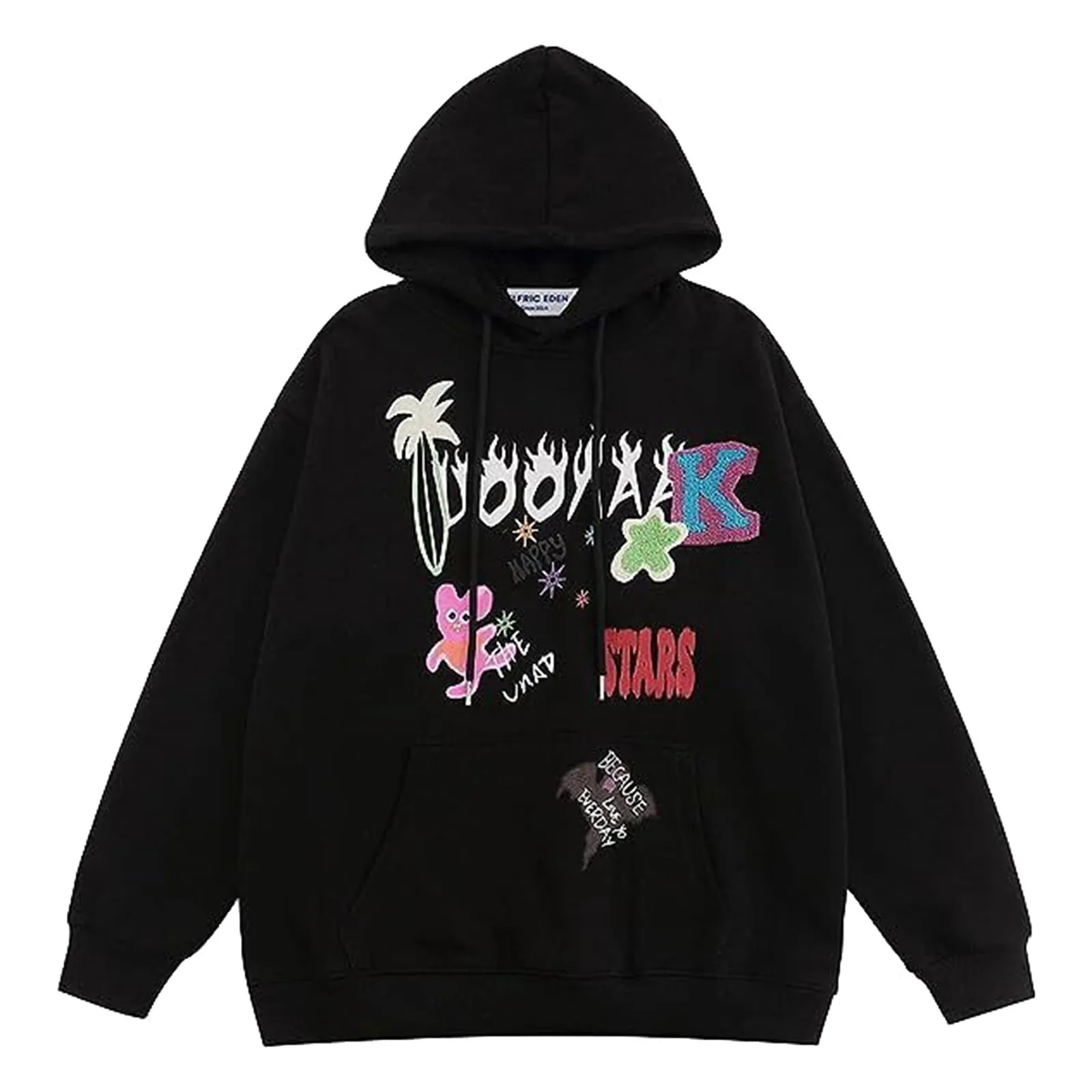 

Letter Graphic Y2k Hoodies Cocoa Palm Hip-Pop Sweetshirts Streetwear Jogging Basic Pullover Top Casual Autumn Winter Sudaderas