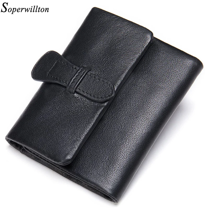 

Genuine 2024 New Leather Women Wallet Purses Coin Purse Female Portomonee Rfid Walet Lady Short Money Bag Hasp Card Holder Solid