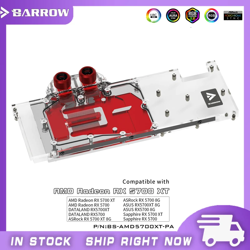 

Блоки водяного охлаждения Barrow RTX 5700XT с полной крышкой, блоки водяного охлаждения для AMD Founder Edition Radeon RX5700XT/RX5700