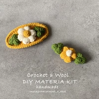 diy retro style puff flower crocheted hairclip material kit girl kid hairclip barrette accessories headdress with tutorial video
