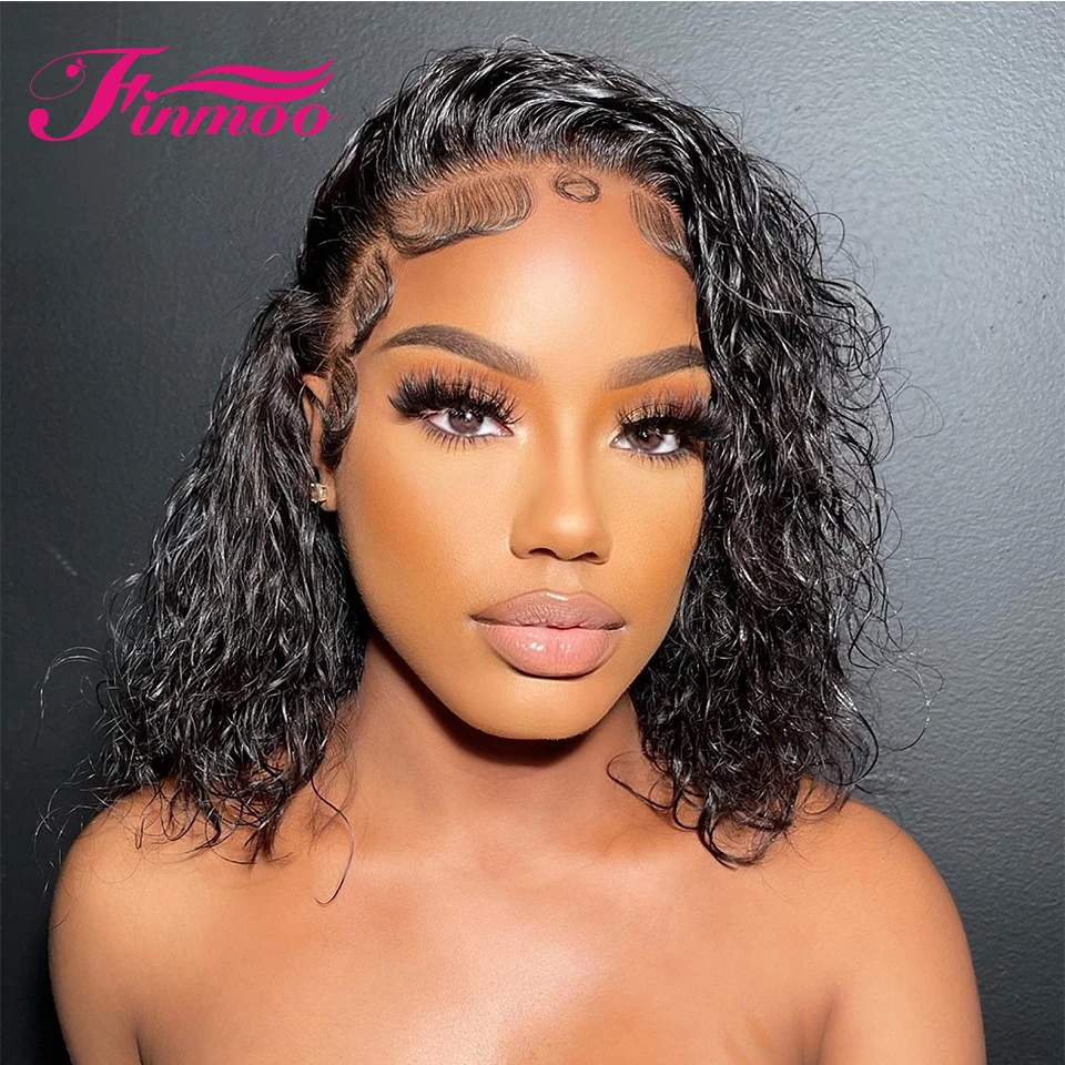 

Short Bob Wig Jerry Curly 4x4 Human Hair Wigs for Black Women PrePlucked Transparent Deep Wave Frontal Wig Brazilian Lace Wig
