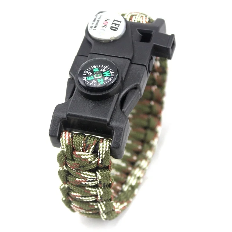 Outdoor Multifunctional Survival Bracelet Paracord Braided Rope Men Camping EDC Tool Emergency SOS LED Light Compass Whistle images - 6
