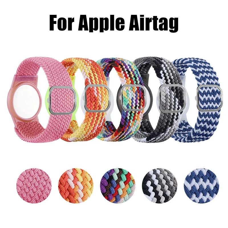 

Case for Apple AirTags Nylon Braided Strap Air Tag Anti-Scratch Bracelet Protective Cover Shell for Airtag Children Watch Straps