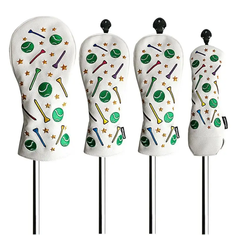 

Чехлы для гольф-клуба, Легкая очистка, набор из 4 кожаных чехлов на голову для гольф-клуба, подходит для вождения, дерева, Fairway, дерева