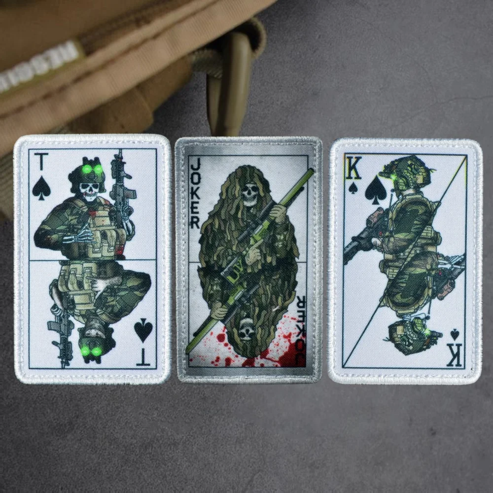 Джокер Джилли Одежда Покер Тактические нашивки K T Ace Операторская карта