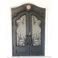 Luxury Design Black Wrought Iron Exterior Entrance Main Door Home Interior Doors Front Doors for House Entry