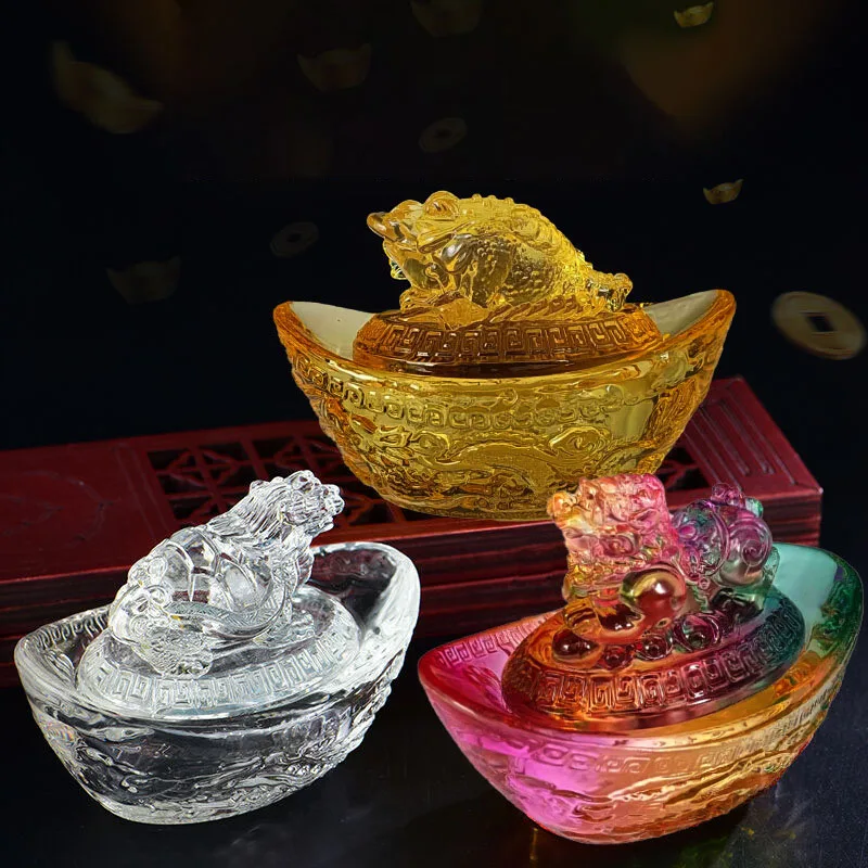 

Color Glazed Ingot Shape Figurine Dragon Turtle Statue Nordic Modern Home Decor For Interior Living Room Office Decor Gift