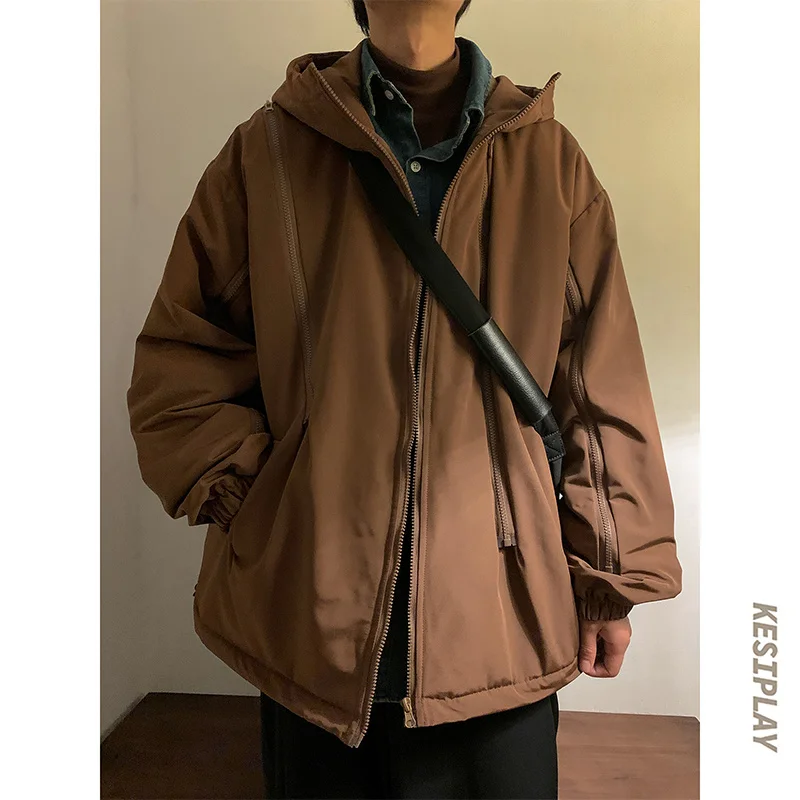 Winter Jacket Men Warm Fashion Thickened Hooded Jacket Men Streetwear Korean Loose Thick Short Coat Mens Parker Clothes M-3XL