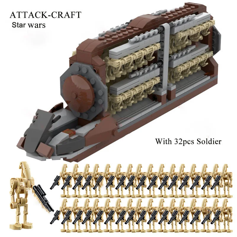 

Star Figma Wars Droid Platoon Attack Plane Bricks With Space Combat Droid Transport Battleship Bricks Toy Gift For Kids