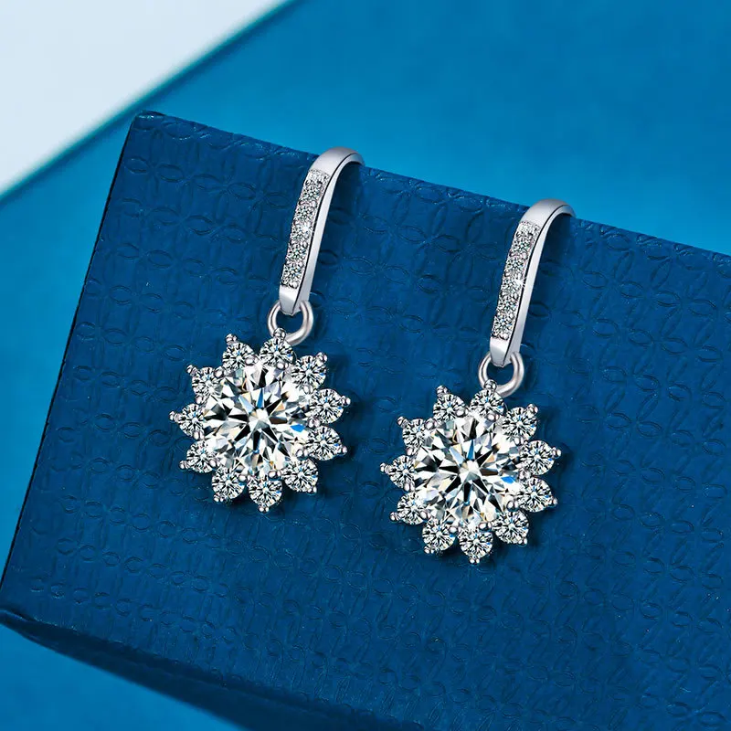 Sunflower Moissanite Women Accessories Earings Original and Funny Earrings Stainless Steel Earring Fashion Jewelry