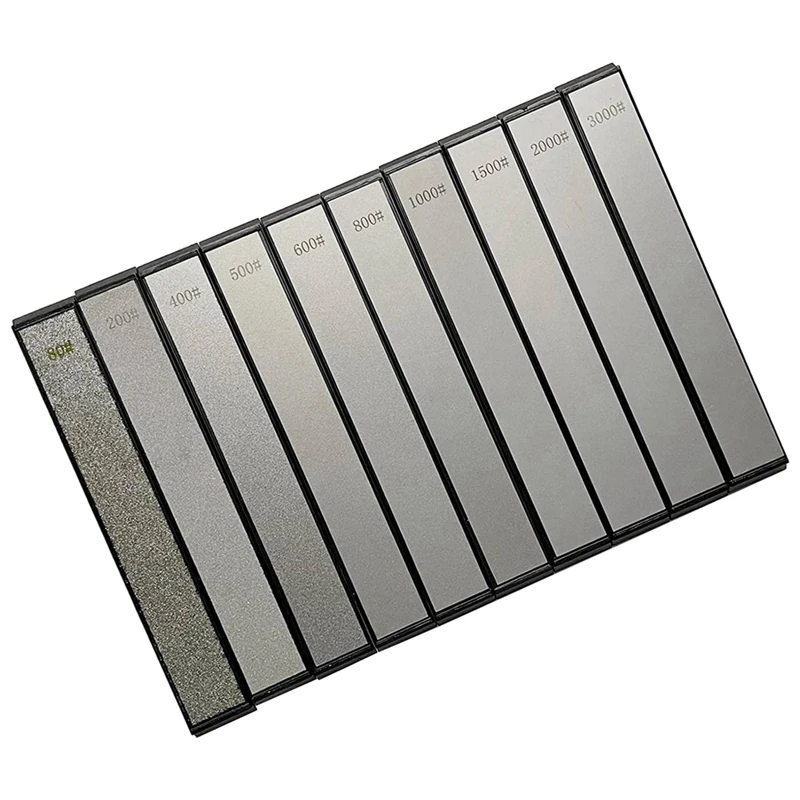 

10Pcs Diamond Knife Sharpening Stones Set, 80- 3000 Grit, Diamond Whetstones For Sharpener, Knife Sharpener For Kitchen