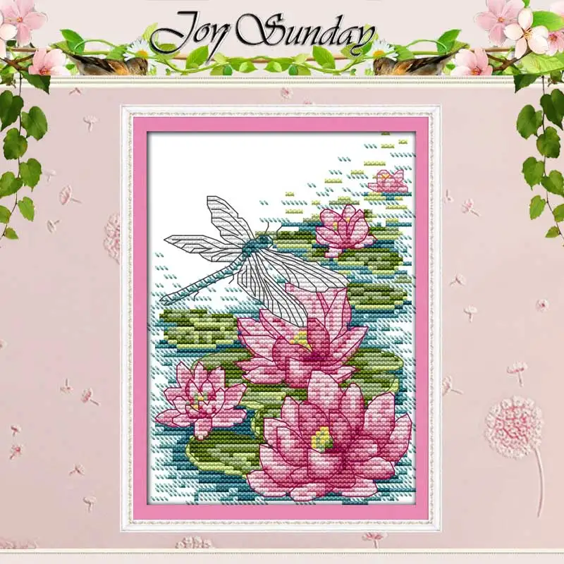 Шаблоны в виде стрекозы и лотоса оптовая продажа 11CT 14CT печатные детские наборы