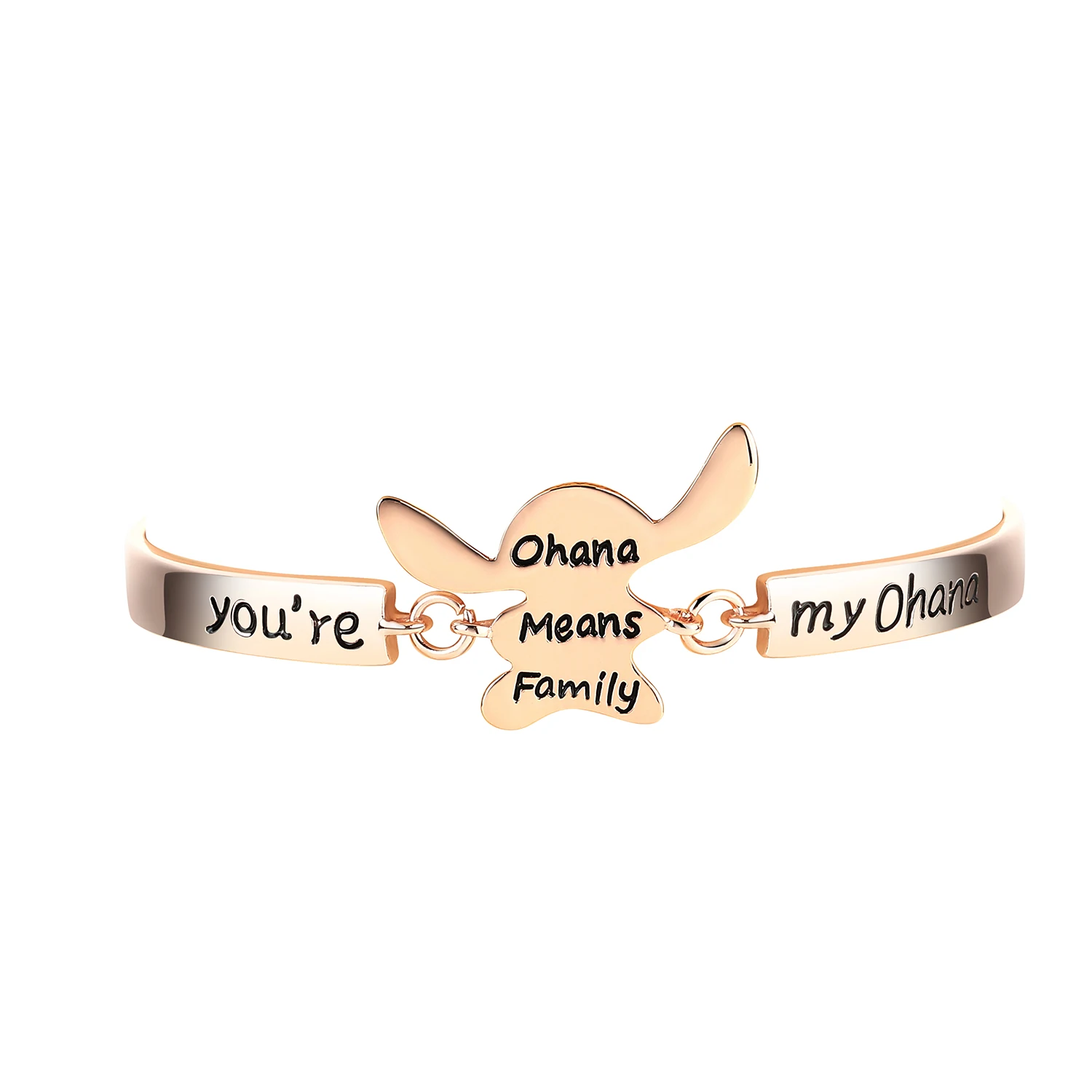 

DCARZZ Cartoon Stitch Bracelet Ohana Means Family Boy Stitch Gold Delicate Pendant Comic Bracelet Tredny Jewelry Girls Gift