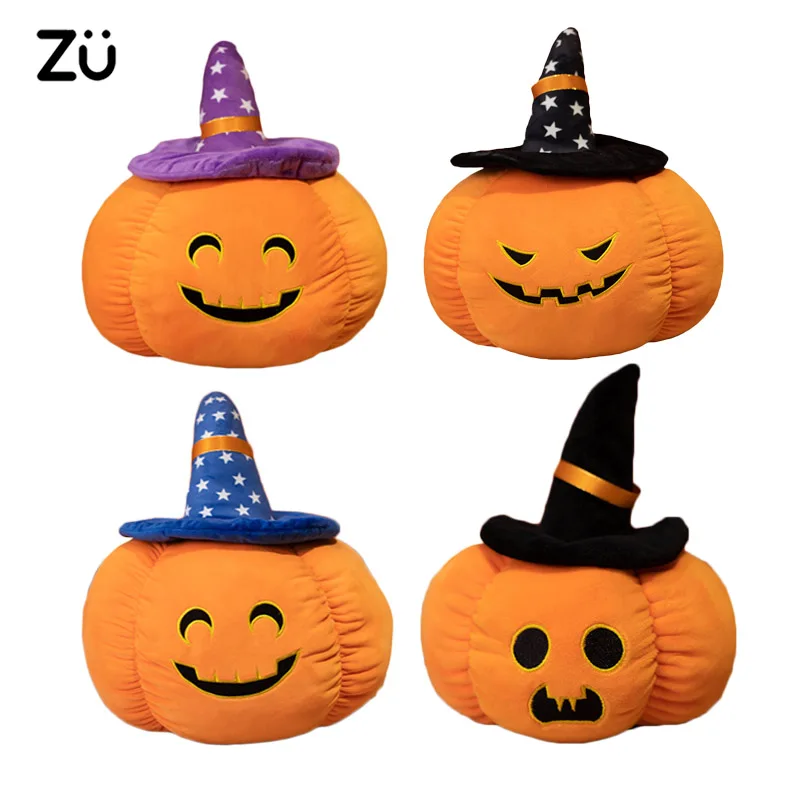 

ZU Halloween Party Decor Cute Funny Pumpkin Plush Toy Pumpkin with Hat Soft Doll Large Home Cushion Sofa Pillows Great Gift